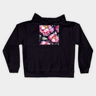 Watercolor peony painting Kids Hoodie